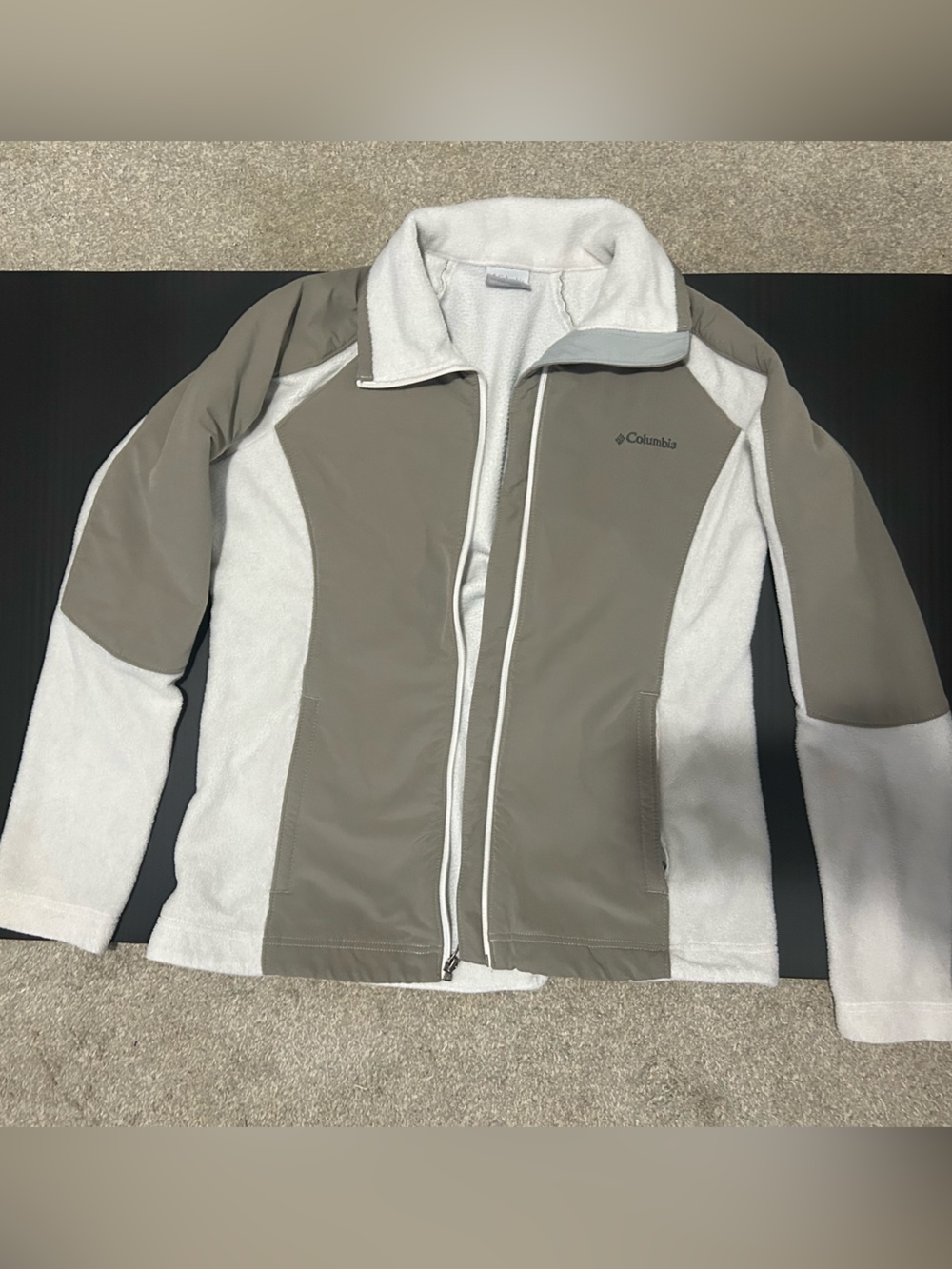 Columbia Full-Zip Fleece Jacket, Tan & White